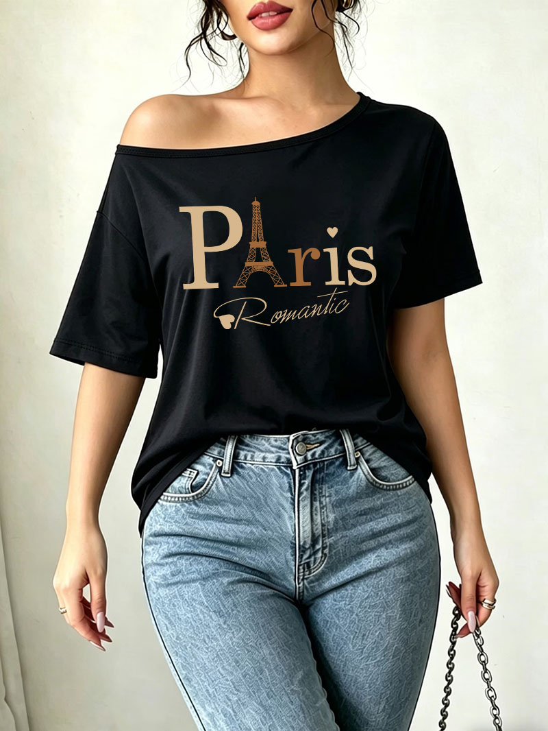Summer Clothing In Paris - Camiseta con estampado de letras de