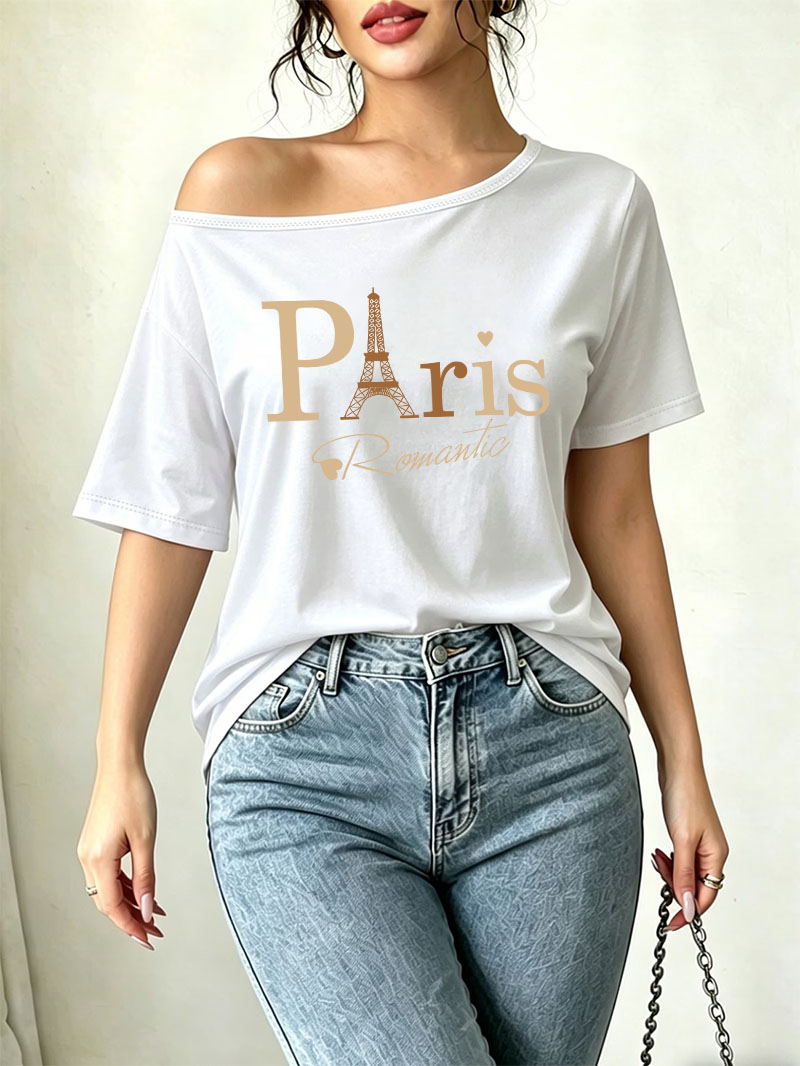 Camiseta con estampado de letr - Summer Clothing In Paris reseña y precio
